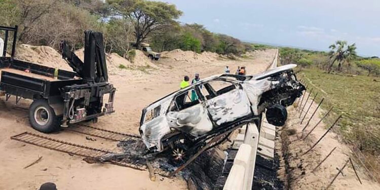 A Toyota Fortuner was being smuggled across the border with Mozambique in July 2021 when it missed the ramp and plunged into a jersey barrier.